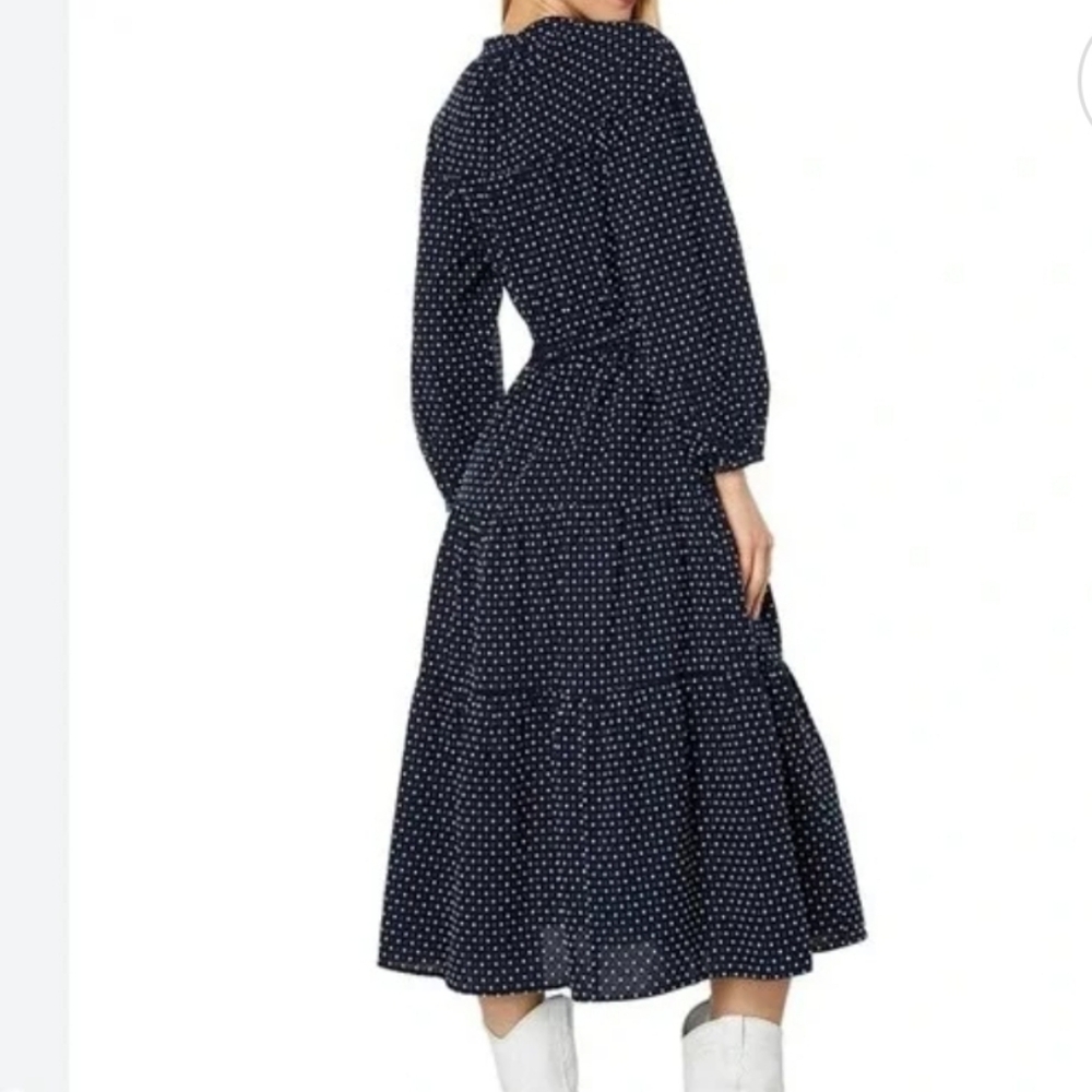 Dobby Tiered V-Neck Midi Dress - Picture 3 of 15